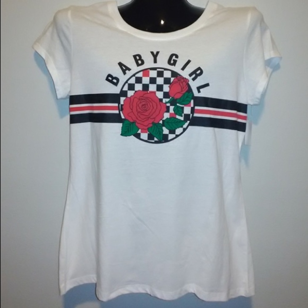 “Baby Girl” Print Rose Shirt